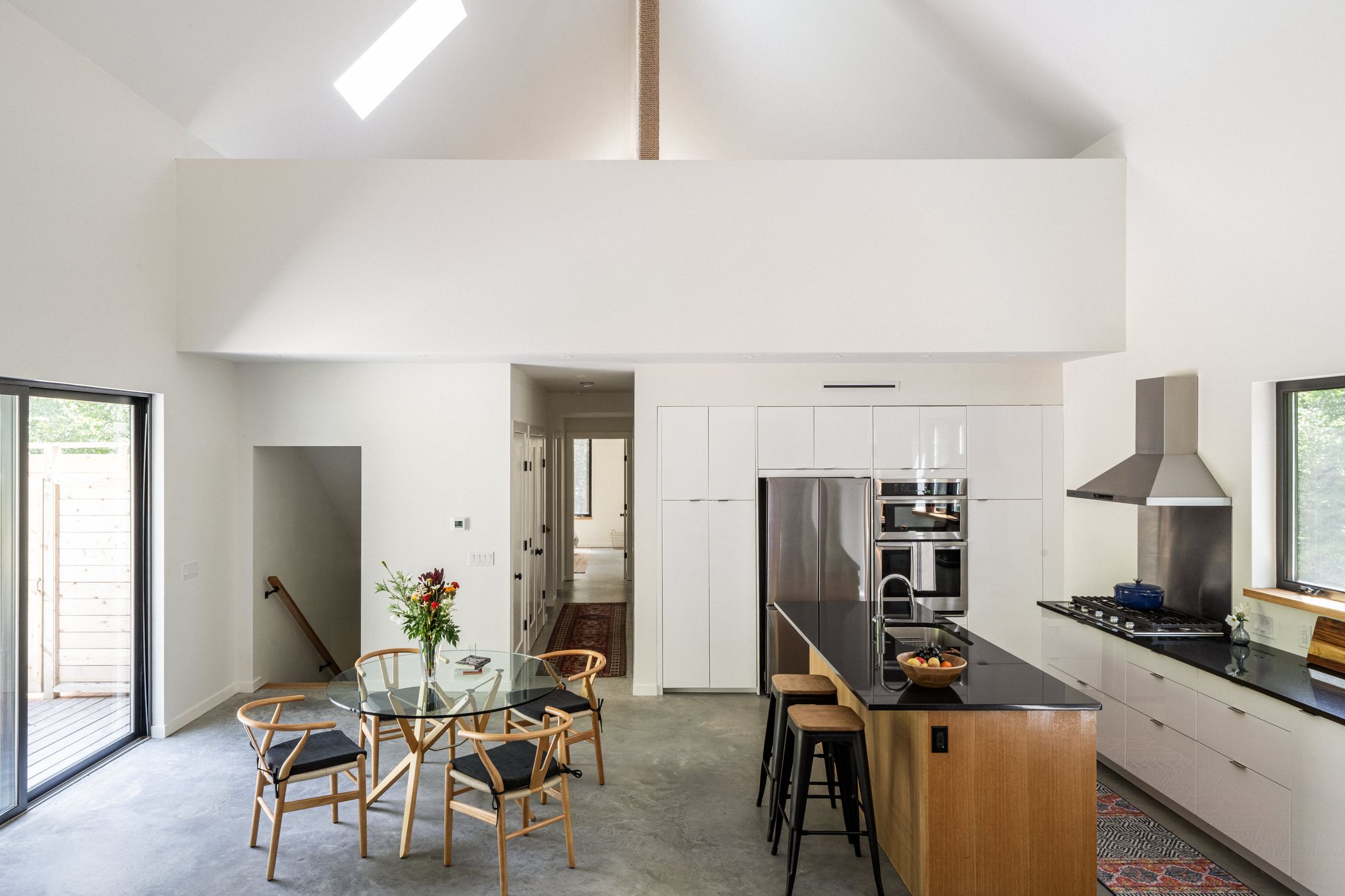 Great room and dining under a vaulted ceiling, Rhinebeck