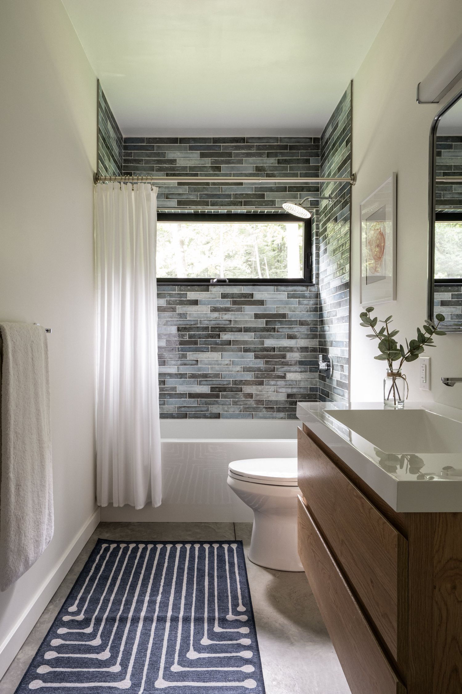 Second bath with glazed tile, Rhinebeck